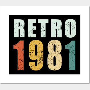 40th Birthday Gifts Year Old - Retro 1981 T-Shirt Posters and Art